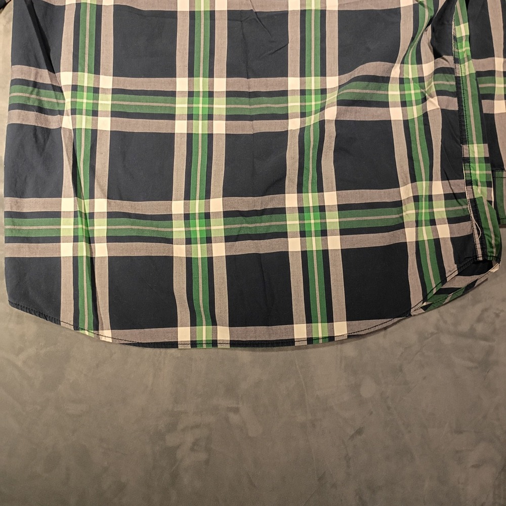 American Eagle Outfitters Mens Athletic Fit Plaid Button Down Shirt Green Navy L - Picture 6 of 7